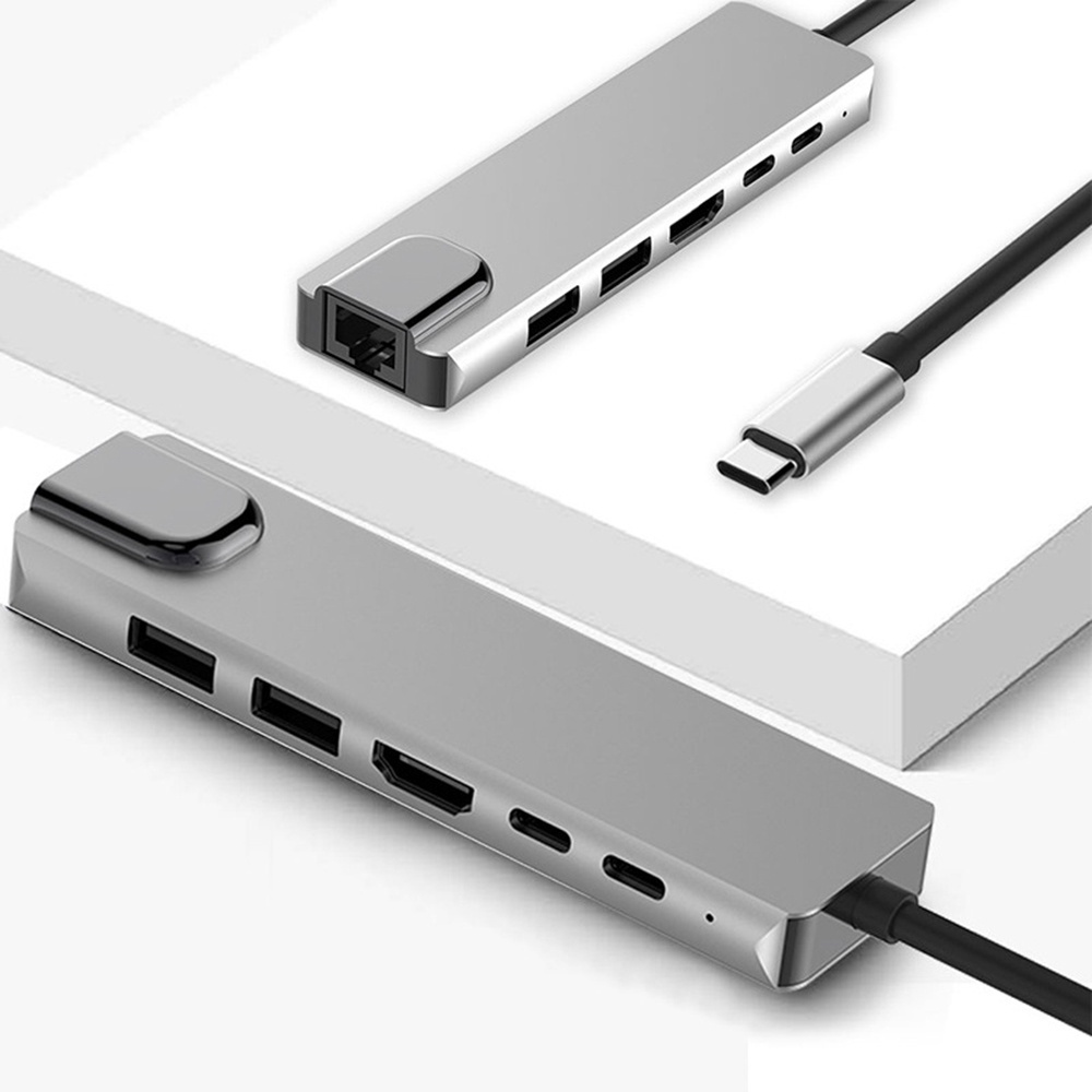 Bộ Chuyển Đổi Cổng Sạc Usb 3.1 Type-C / Usb-C Tốc Độ Cao 4k Hdmi Rj45 6 Trong 1 Tiện Dụng