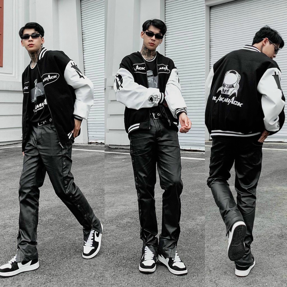 Áo khoác bomber vải dù nam nữ Unisex cao cấp 2 lớp dày dặn, áo khoác phao đẹp form rộng mặc đôi, couple màu đen K017 | BigBuy360 - bigbuy360.vn