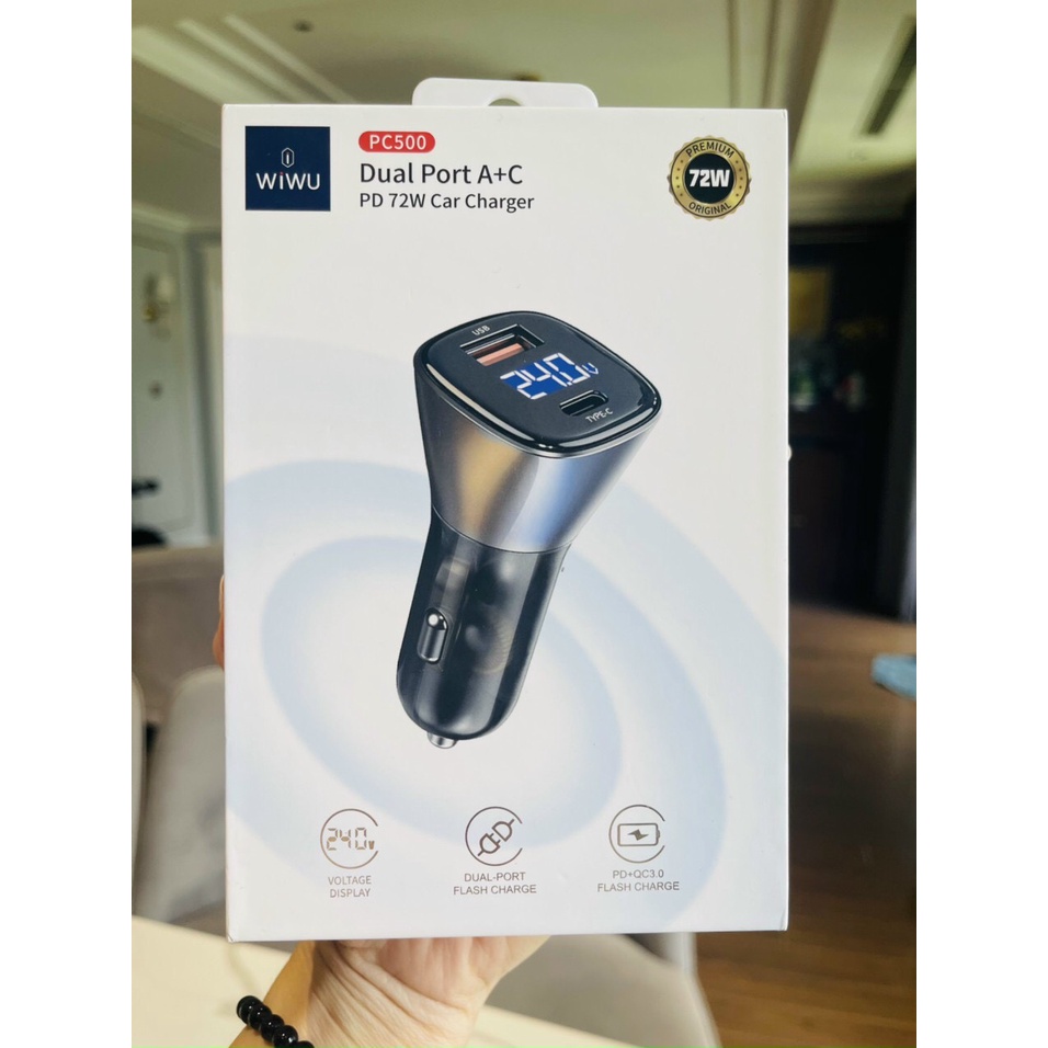 Tẩu Sạc điện thoại, máy tính bảng trên ô tô siêu nhanh  Xiaomi 1A1C 100w/WiWU PC500 72W USB + Type-C/Rock H16 72W