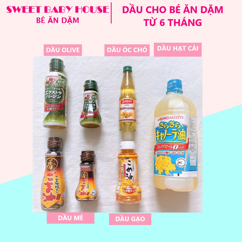 Dầu óc chó Đức 100ml, dầu hạt cải Ajinomoto 1 lít, dầu mè Ajinomoto