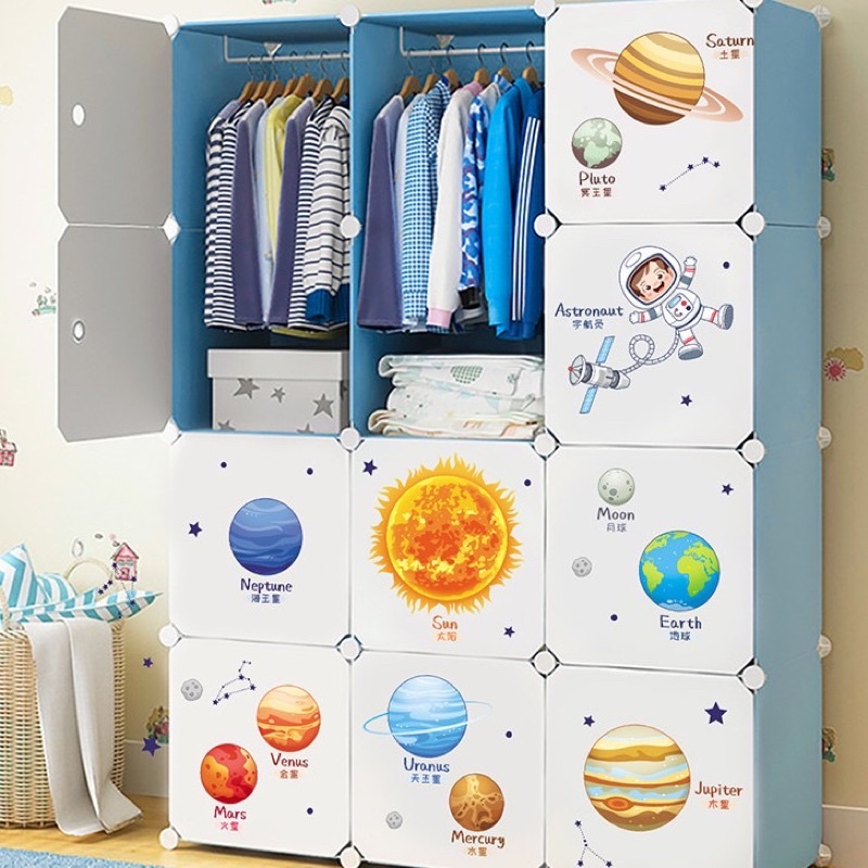 Decal dán tường Hành tinh hệ mặt trời cho bé tiếng anh