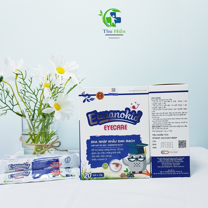 Thạch bổ mắt eunanokid eyecare tăng cường thị lực,giảm khô mắt,mỏi mắt, cho bé ( Hộp 20 gói )