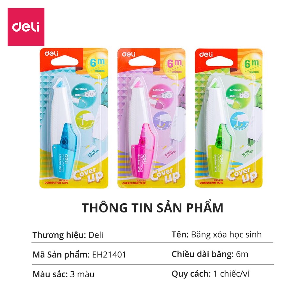 Băng xóa học sinh 6m - Màu ngẫu nhiên - EH21401