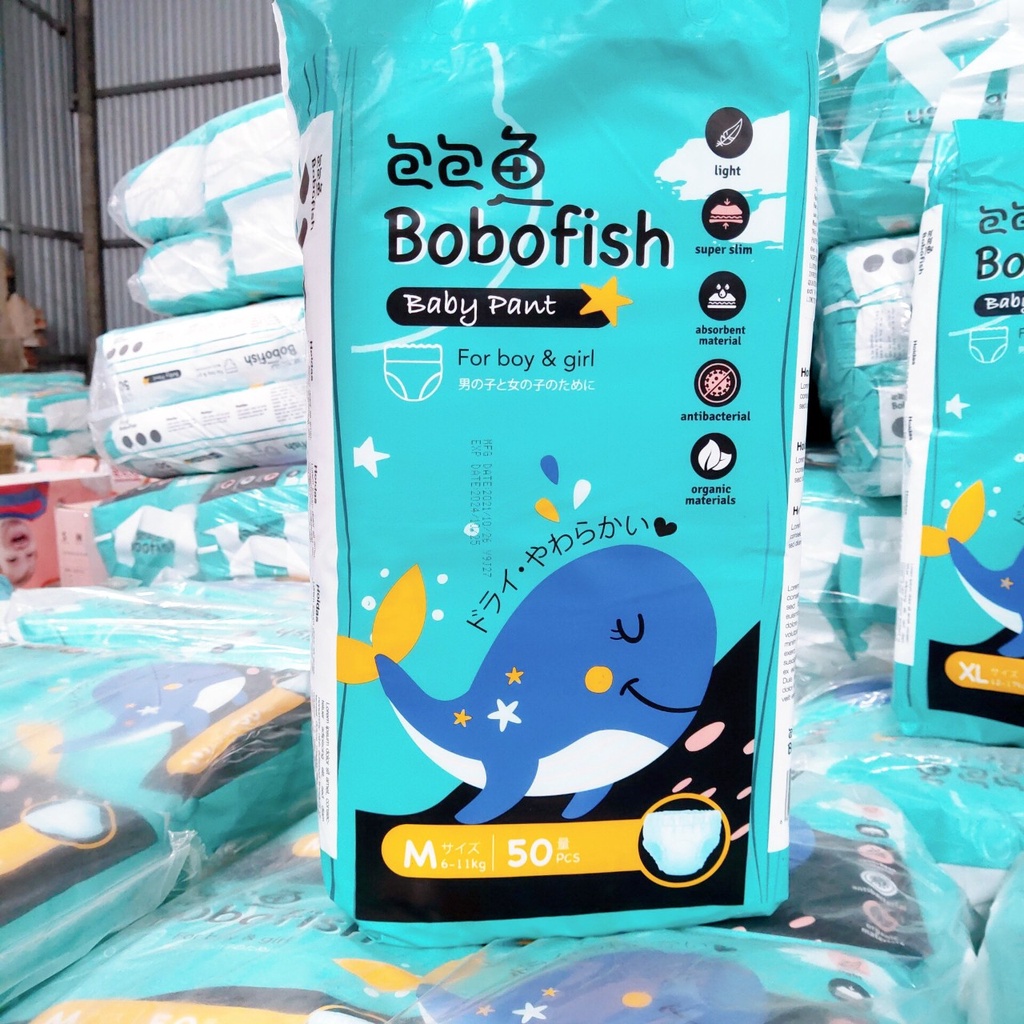 Bỉm Bobofish Cá Heo Bo Mông Cao Cấp S50/M50/L50/Xl50/XXL50/XXXL5