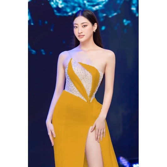 SIZE>70KG ĐẦM DẠ HỘI 1 VAI PHỐI BÈO HỒNG KẾT KIM SA