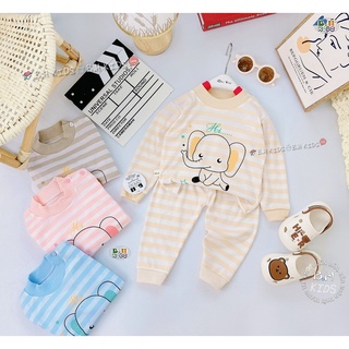Đồ bộ bé trai , đồ bộ bé gái dài tay chất nỉ kẻ cho bé từ 5kg đến 15kg - n7kids