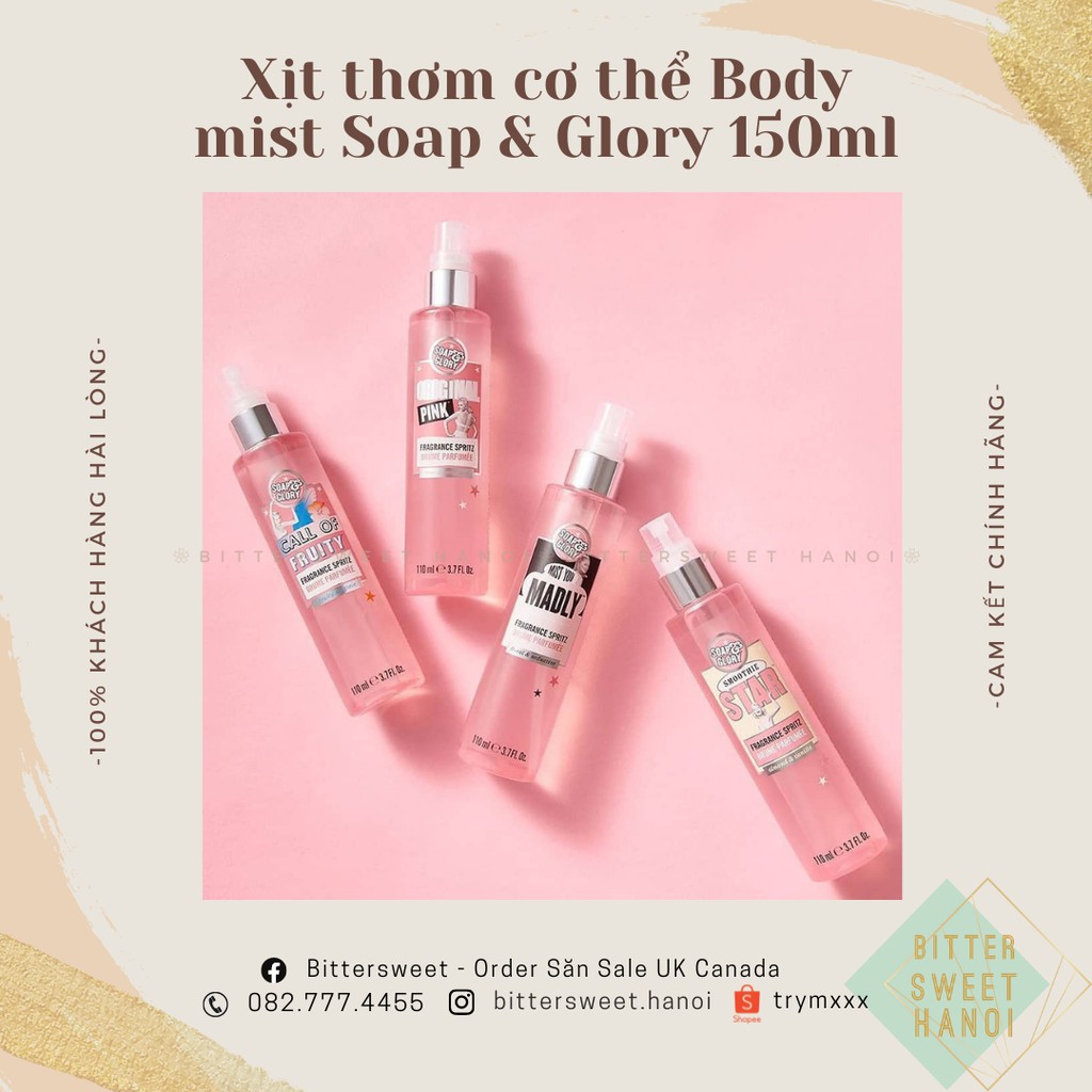 bill UK mẫu mới Xịt thơm cơ thể nước hoa body mist Soap & Glory Fragrance thumbnail