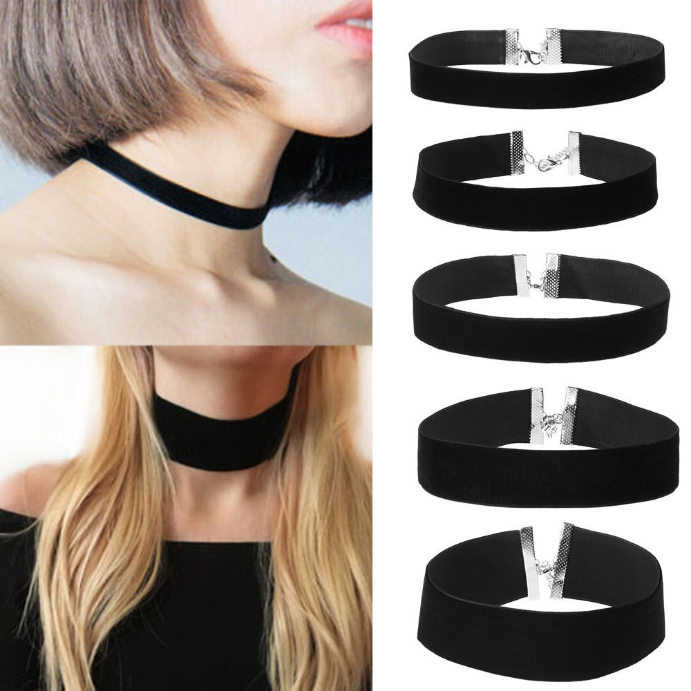 Vòng cổ choker vải nhung phối ruy băng đen phong cách gothic cổ điển thời trang cho nữ