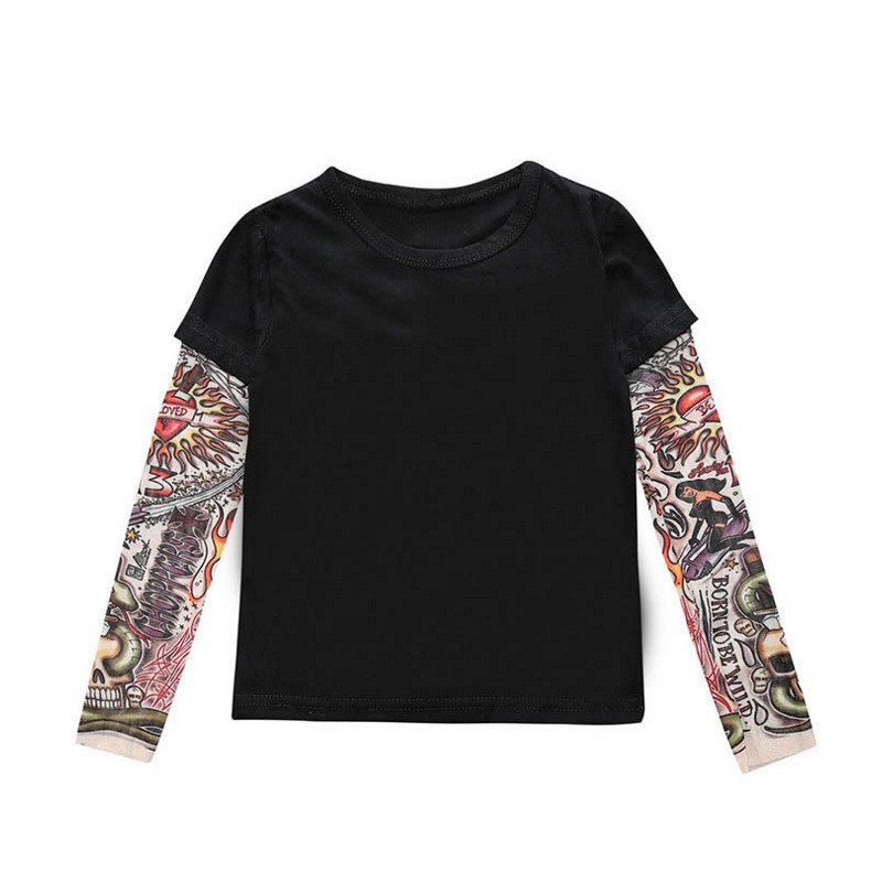 Áo thun cotton xăm 9-24kg cho bé trai Body tattoo trẻ em tay giả xăm