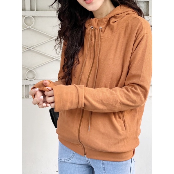 Surichau House - Áo khoác thun cotton dáng vừa có mũ chống nắng