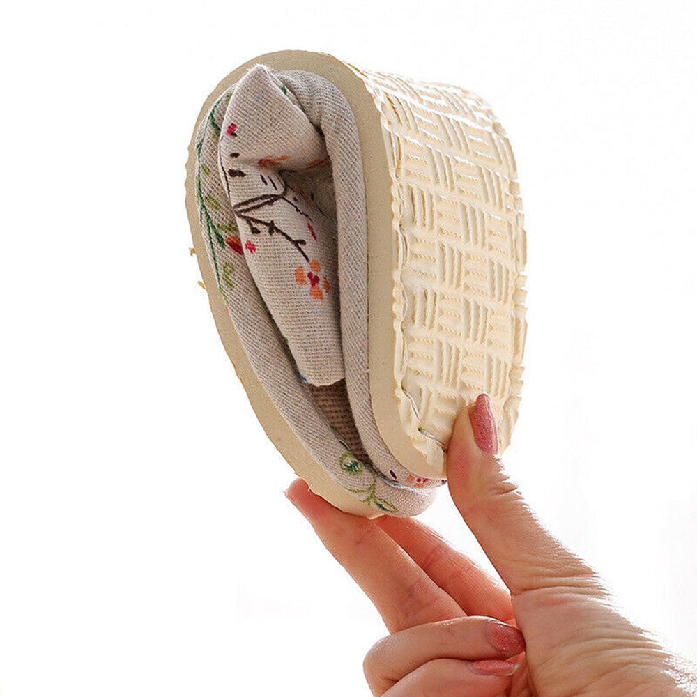 Dép Đi Trong Nhà Vải Lanh Mềm Mại Giữ Ấm Chống Trượt Họa Tiết Hoa Xinh Xắn Cho Cặp Đôi
