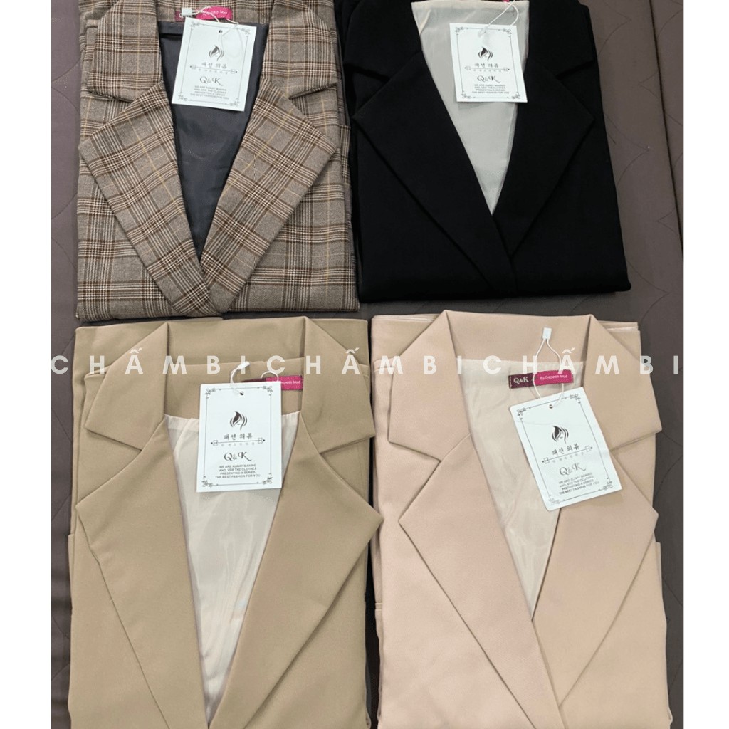 Áo Blazer 2 Lớp Kẻ Nâu Vải Tuyết Nhung Chất Đẹp - A.053