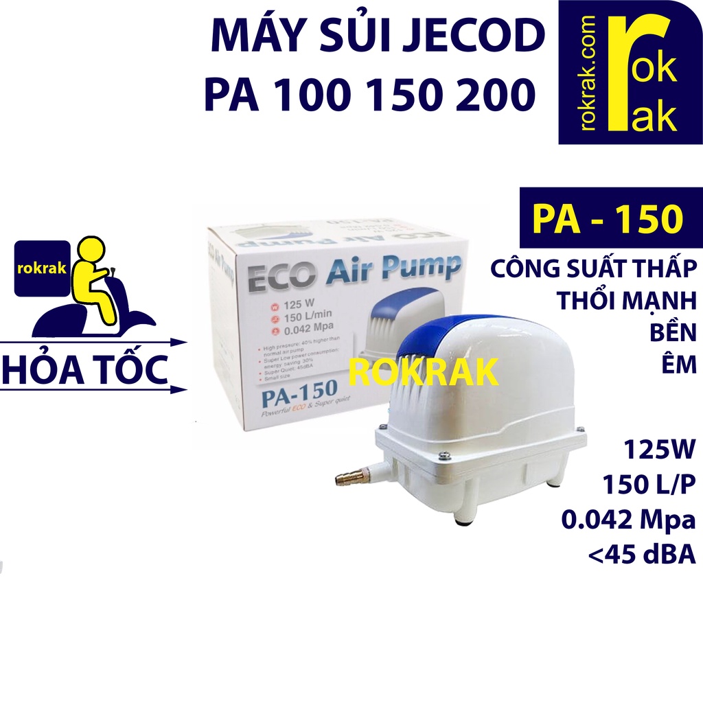 Máy sủi oxy Jecod PA-100-150-200 45 DÒNG CAO CẤP siêu mạnh bền cho hồ cá - ROKRAK