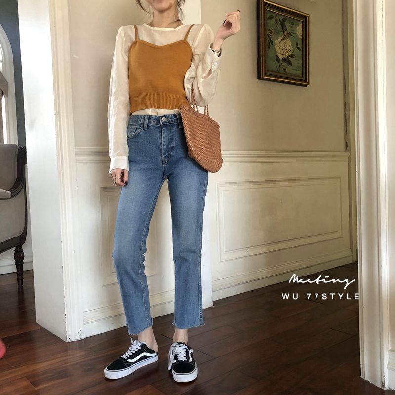 Áo gile hai dây dáng ôm màu trơn thanh lịch thời trang cho nữ