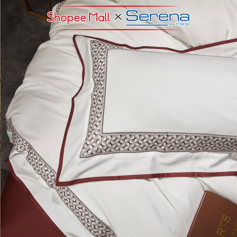 Chăn Ga Gối Nệm 5 Món Lụa Satin SERENA Cao Cấp Combo Full Vỏ Ra Drap Đệm Trải Bọc Giường Trần Bông Chính Hãng