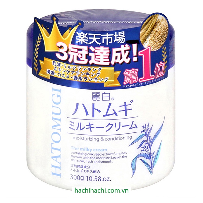 Kem dưỡng ẩm hạt ý dĩ Hatomugi Kumano Yushi 300g da sáng mịn màng- Hachi Hachi Japan Shop