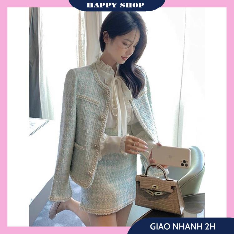 Set Chân Váy Dạ, Áo Khoác Nữ Tay Dài Phối Viền Đính Nút Trang Trí Kèm Chân Váy Ngắn Chữ A Chất Dạ Dày Dặn, Hàng Thiết Kế | BigBuy360 - bigbuy360.vn