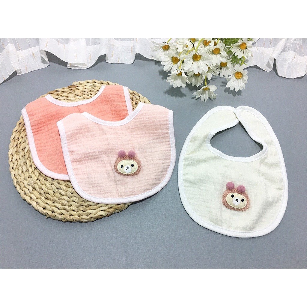 Set 3 Yếm Xô Sợi Tre 4 Lớp 2 Mặt Wooyi, Yếm Ăn Dặm Cho Bé Chất Liệu Cotton Sợi Tre Chống Thấm Mềm Mịn Zimbababy