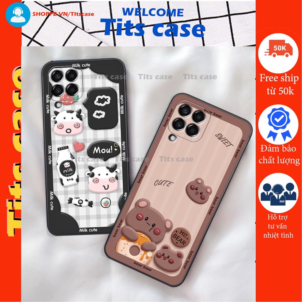 Ốp lưng  Samsung Galaxy M33 5G / M53 / M62 / M63 in hình bò sữa, gấu be@r, cute cực  ĐỈNH -  cực CHẤT-  cực COOL