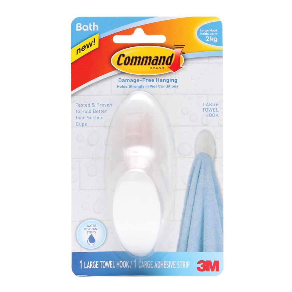 Móc treo đồ dán tường cường lực siêu dính chống thấm nước 2kg Command 3M Bath17