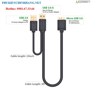 Cáp USB 3.0 sang Micro USB 1M hỗ trợ cổng USB nguồn UGREEN 10382