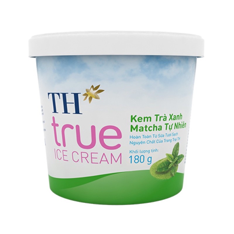 thùng kem hộp TH TRUE ICE CREAM LOẠI 180g x 6 vị trà xanh/dừa/dầu riêng