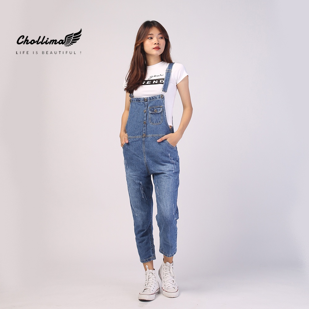 Yếm jean dài nữ Chollima 5 cúc YJ012 phong cách hàn quốc trẻ trung năng động
