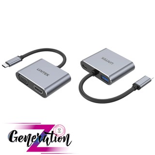 CÁP CHUYỂN TYPE-C RA USB 3.0 + HDMI + VGA KÈM NGUỒN PD 100W UNITEK D1049A