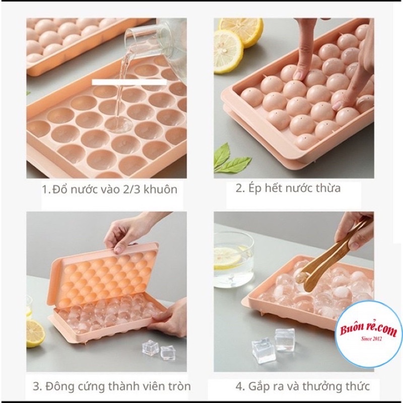 Khay Đá Bi Tròn 33 Viên Việt Nhật Tạo Nhựa Dẻo Bền, Khuôn Làm Thạch Hình Tròn(Màu Ngẫu Nhiên)