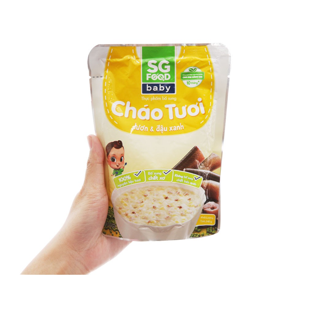 [CHÍNH HÃNG] Cháo Tươi SG Food Baby Lươn & Đậu Xanh Gói 240g (Tươi ngon như mẹ nấu)