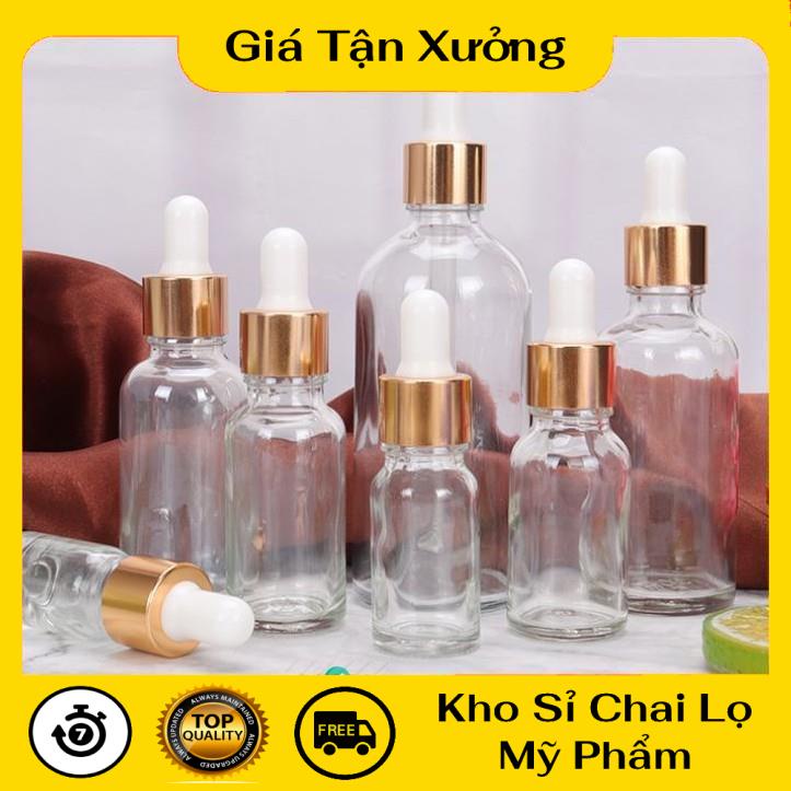 Lọ Chiết Serum ❤ TRÙM SỈ ❤ [50ml,100ml] Chai lọ đựng tinh dầu bóp giọt khoen vàng chiết serum, phụ kiện du lịch