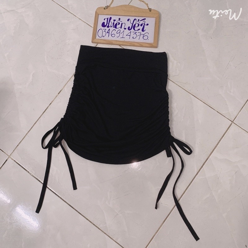 Chân VÁY RÚT DÂY 2 BÊN ÚT chất THUN BORIP kèm quần trong