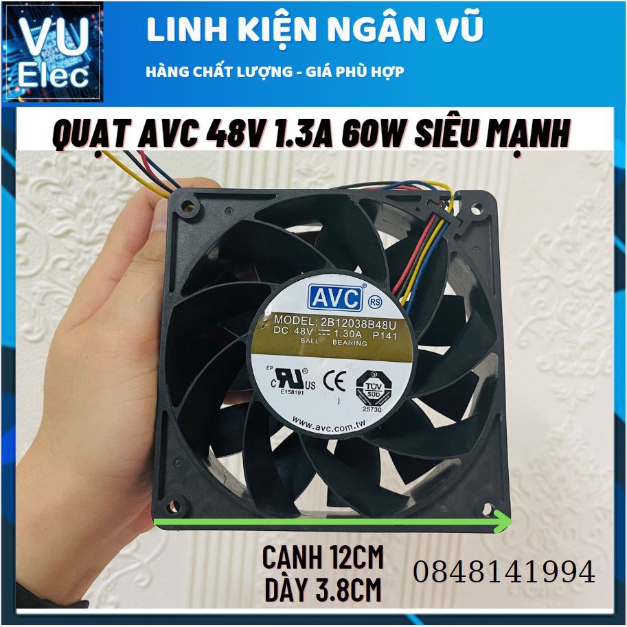 Quạt tản nhiệt 48V 1.3A dành cho tủ điện loại lớn, Quạt thổi sương hệ thống Lan, Quạt gió phòng đông trùng hạ thảo