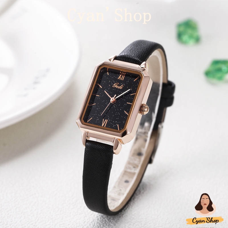 Đồng Hồ Nữ GEDI Mặt Chữ Nhật Dây Da Nhỏ Phong Cách Giá Rẻ