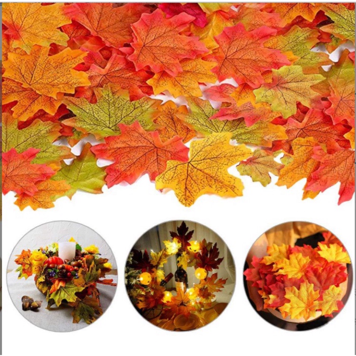 (GIỐNG THẬT) LÁ PHONG / MAPLE LEAF xanh, đỏ, cam decor background. lá cây giả phụ kiện trang trí chụp ảnh