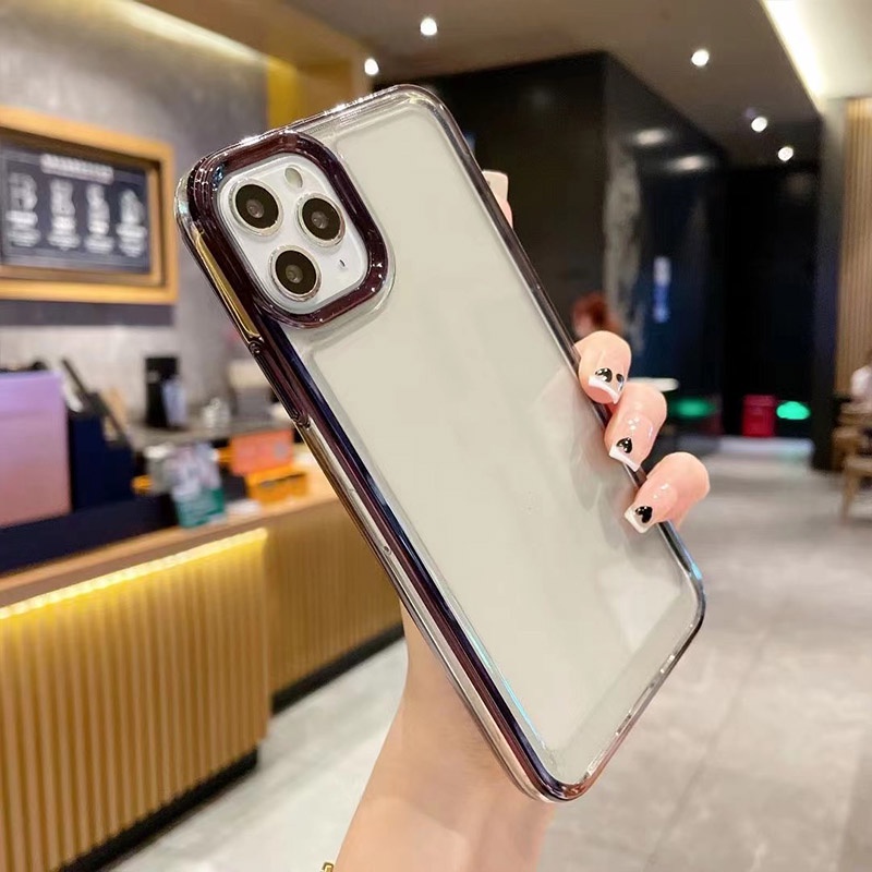 Ốp Điện Thoại Silicon Mềm Trong Suốt Mạ Viền Sang Trọng Dành Cho iPhone 13 12 11 Pro XR X Xs Max