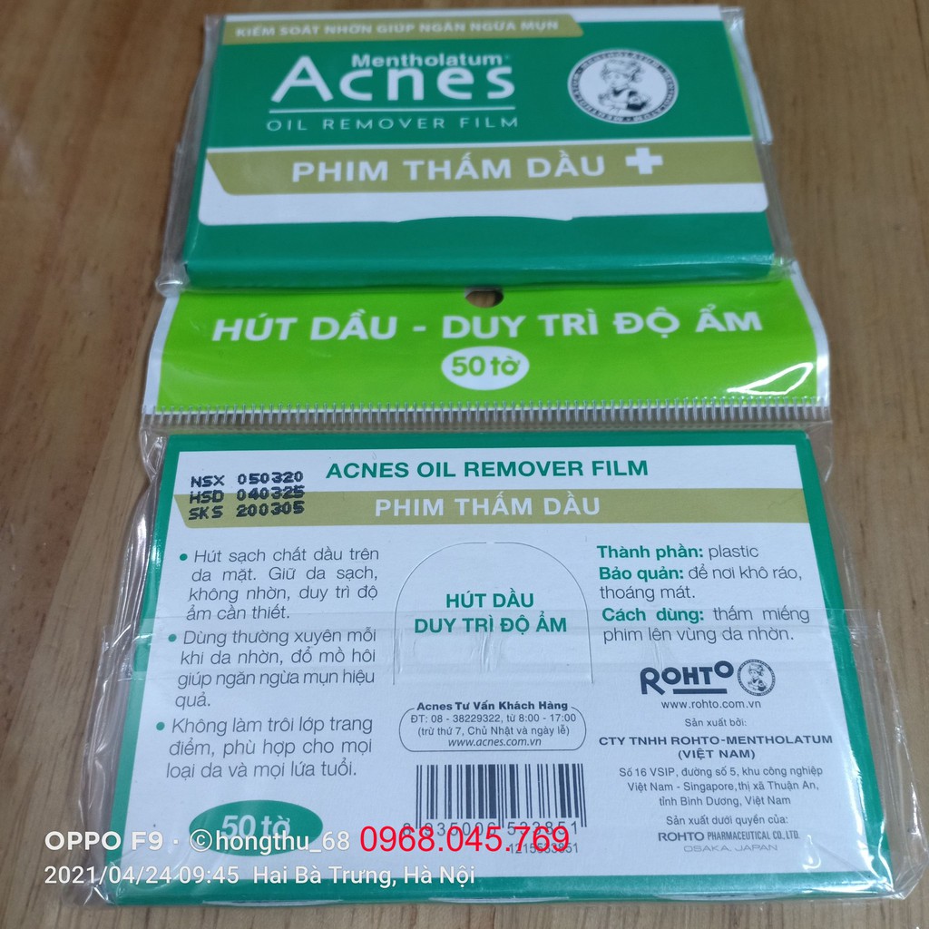 Acnes Oil Remover Film – Phim Thấm Dầu 50 tờ