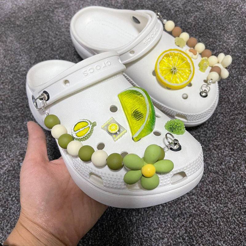 Phụ Kiện Làm Giày Crocs Jibbitz Đính Nút Hình Quả Chanh/Đá/Bí DIY
