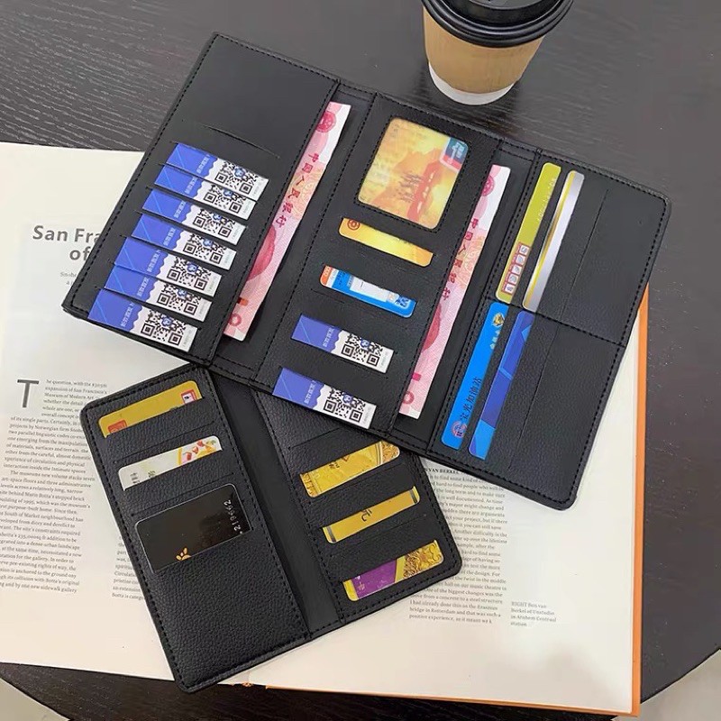 Ví cầm tay mini / fullsize kẻ caro đen/nâu phong cách Hàn Quốc