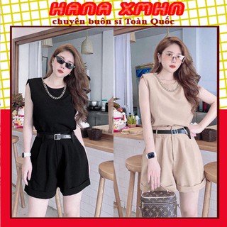 [NĂNG ĐỘNG] SET TRANG PHỤC NỮ ÁO SÁT NÁCH QUẦN NGỐ KÈM ĐAI-CỰC NGẦU
