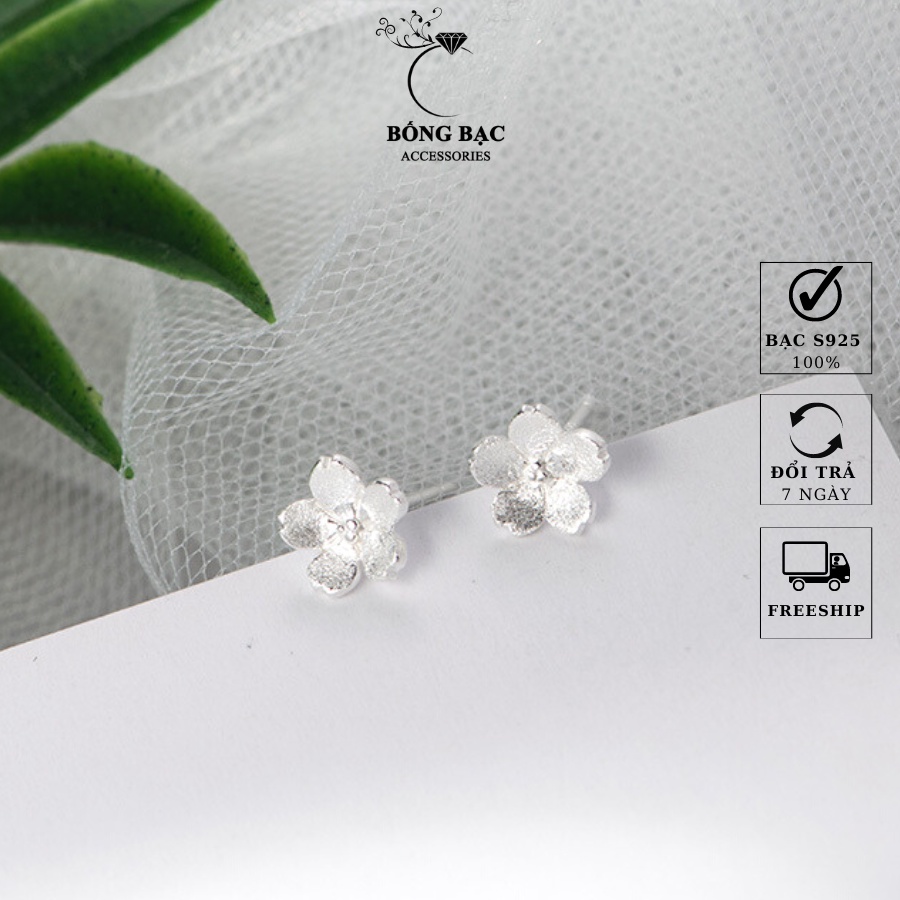 Khuyên Tai Bạc Bống Bạc, Bông Tai Nữ Hình Hoa Năm Cánh Nhí Xinh Xắn Phong Cách Hàn Quốc BT1016