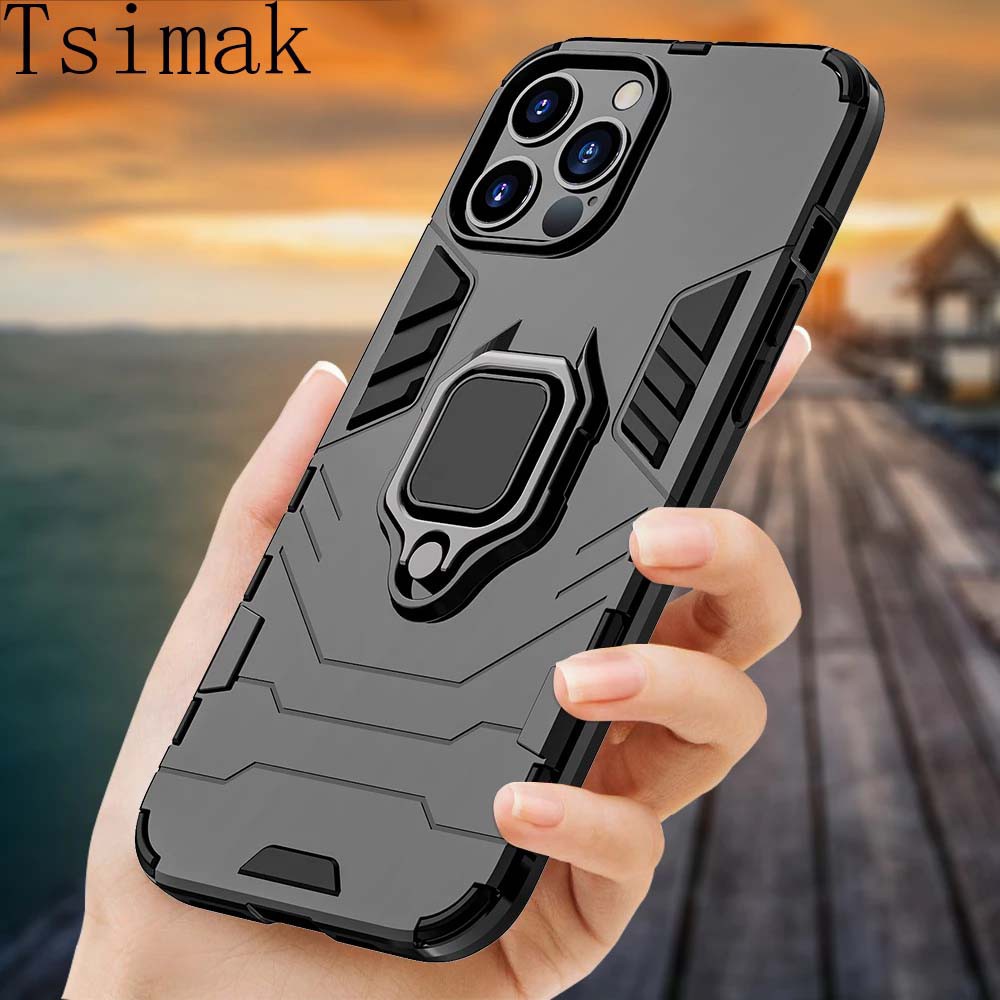 Ốp Điện Thoại Chống Sốc Có Nhẫn Đỡ Xỏ Ngón Tay Cho iPhone 11 12 12 Pro Max