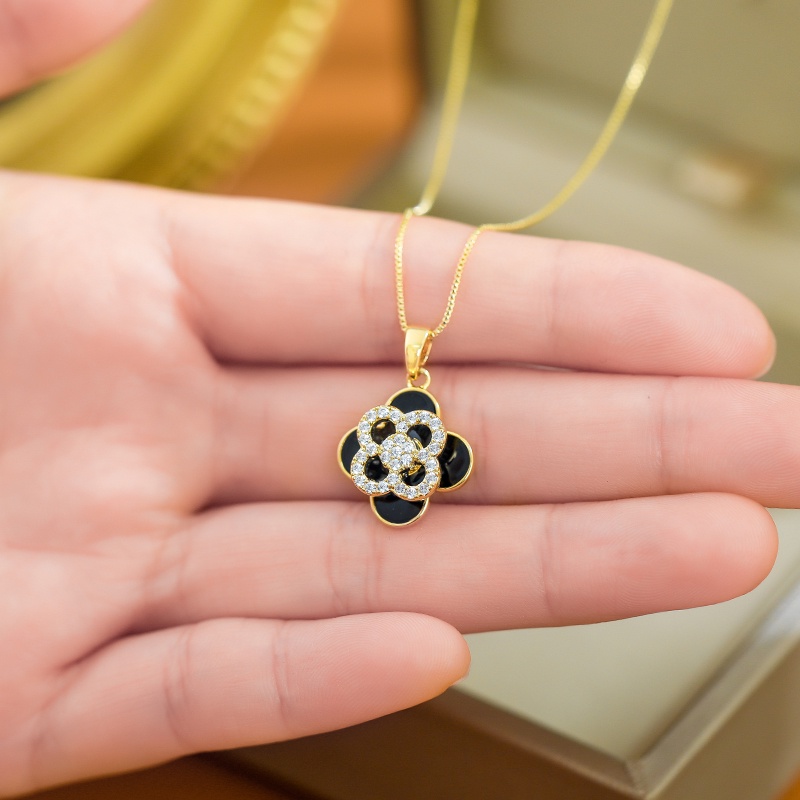 [Clearance Offer] Bộ Trang Sức Nhẫn / Dây Chuyền / Bông Tai Mạ Vàng 18K Hình Cỏ Bốn Lá Cao Cấp