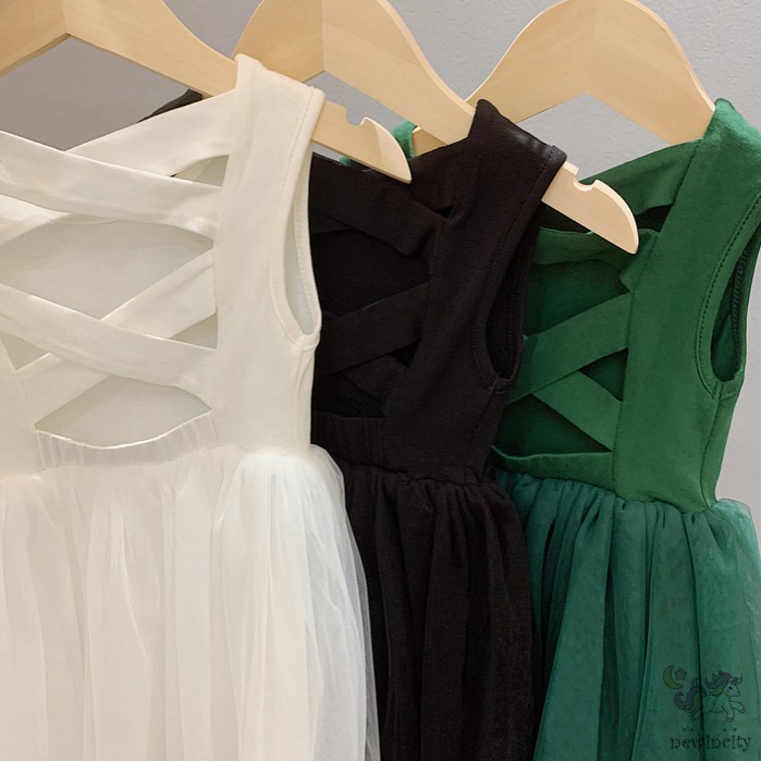 Đầm Bé Gái Phối Váy Lưới Đáng Yêu Thời Trang Phong Cách Hàn Quốc