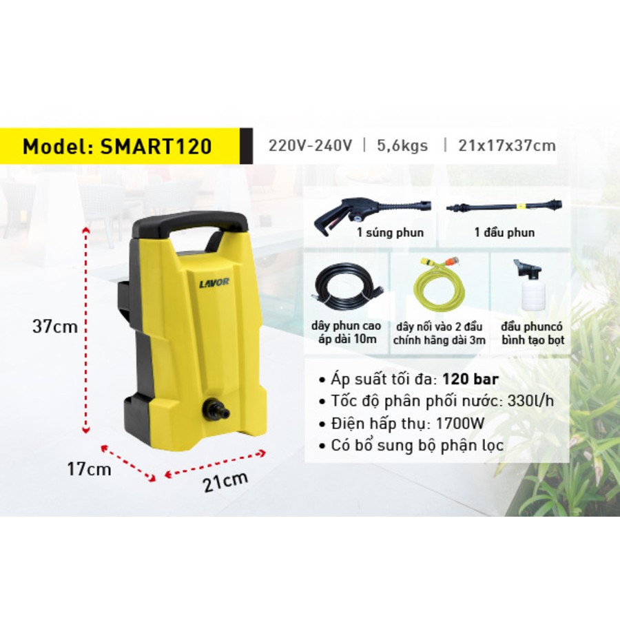 Máy phun áp lực nước Lavor SMART 120 _ Hàng chính hãng ( Thương hiệu Italia )_ SMART 120