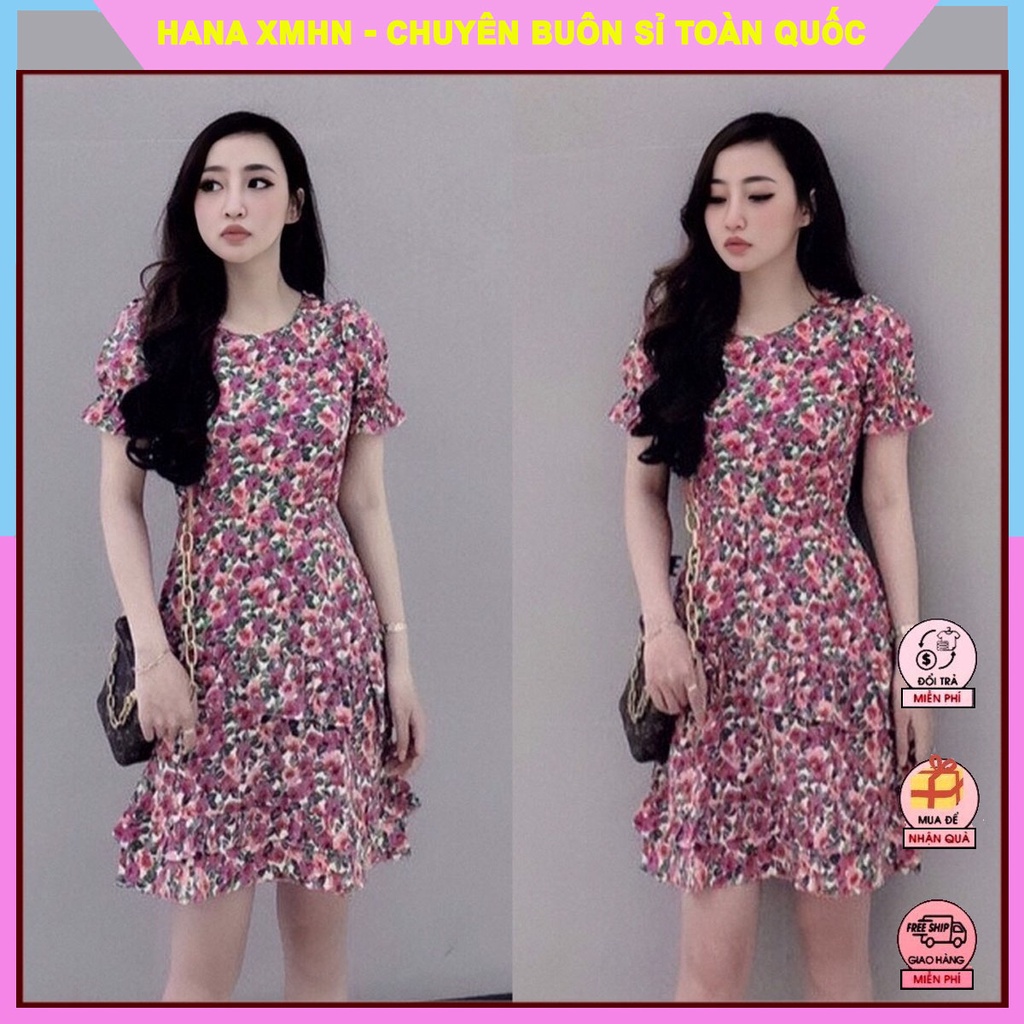 Váy Hoa Nữ Cổ Tròn Bèo Lạ Siêu Xinh_Ôm Dáng Chất Mềm Mại