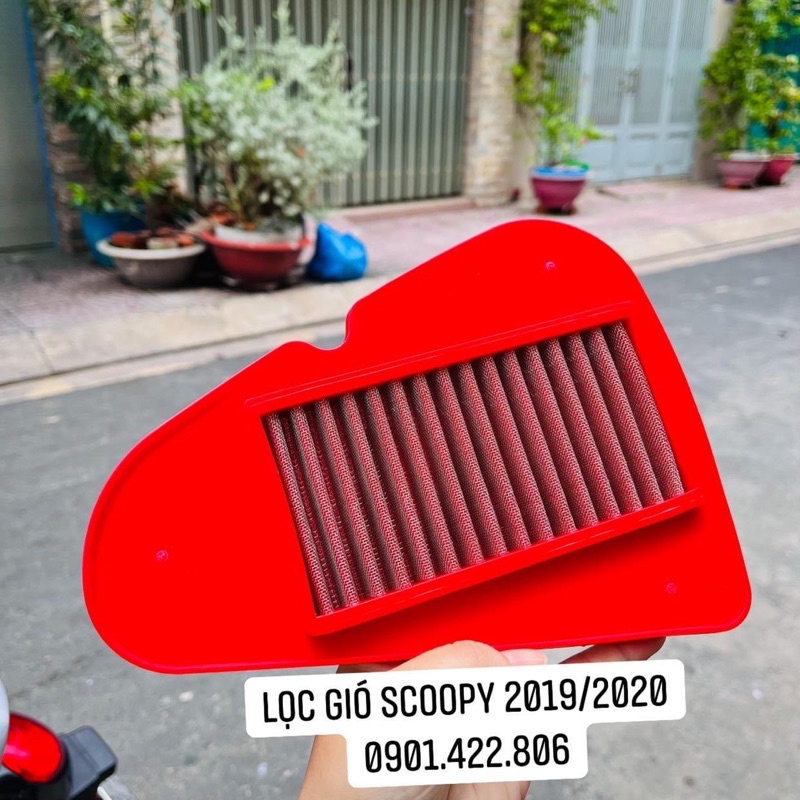 Ốp Pô e + Lọc Gió Đỏ gắn Scoopy 2020 tặng kèm thú như hình