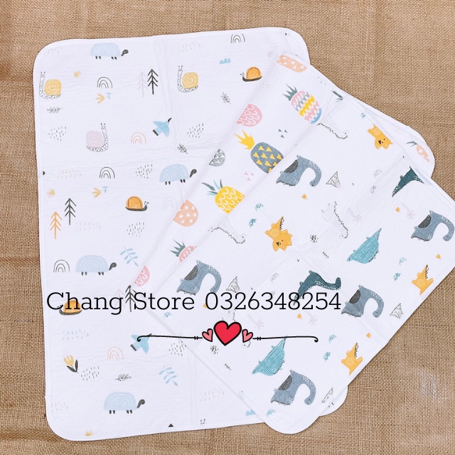 Tấm lót chống thấm sợi tre cho bé 4 lớp, thoáng khí, có thể giặt được 50x70cm