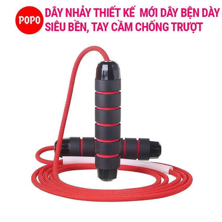 Dây nhảy dây POPO TS23 thiết kế mới kèm thêm tạ sắt theo sở thích, lõi dây thép 6mm, tay nắm có vân êm ái thoáng khí