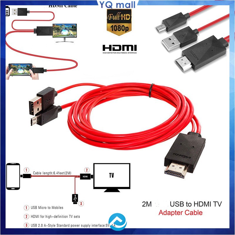 Dây cáp TV chuyển đổi MHL sang HDMI/Micro USB sang HDMI 1080P HD cho Android 11pin